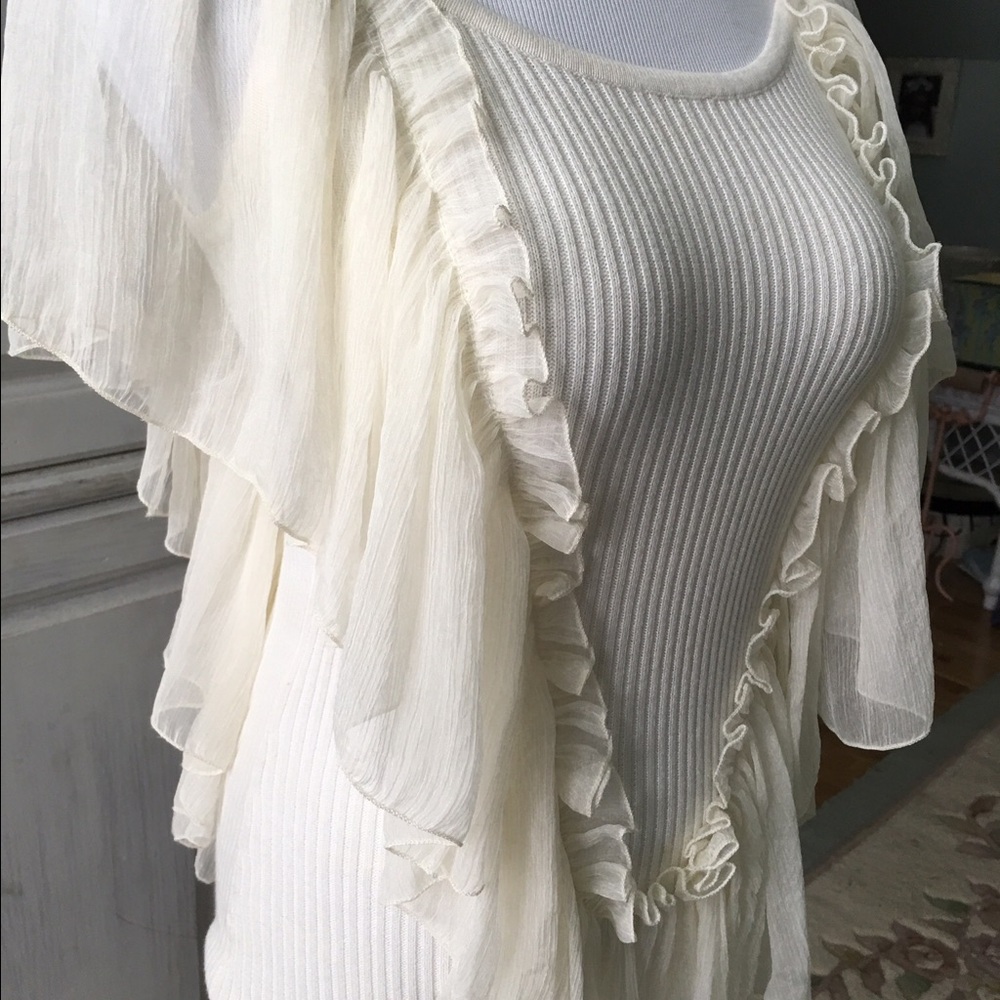 Soft Beige Stretch Knit Blouse/Sweater Size L